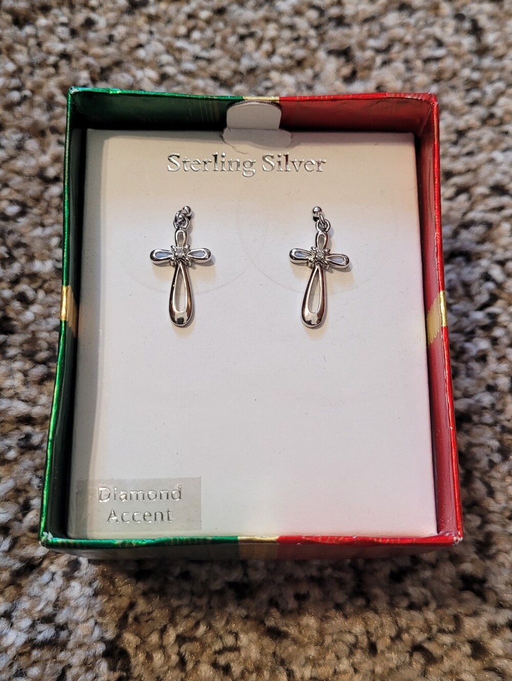 Sterling Silver Cross Drop Earrings - Silver